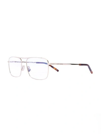 Shop Saint Laurent Handle Glasses In Brown