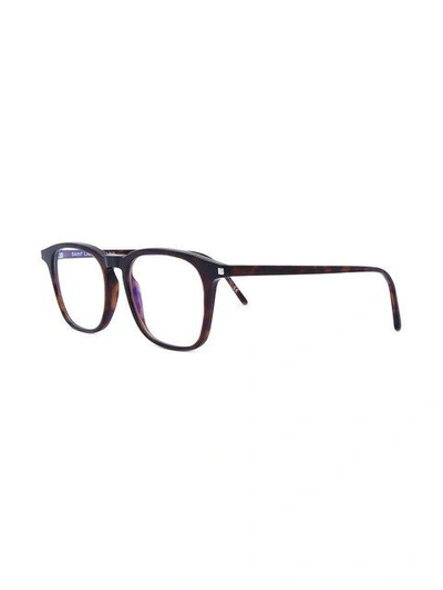 Shop Saint Laurent Classic Glasses In Brown