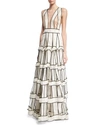 JENNY PACKHAM PIPED SILK SATIN ORGANZA CAGE GOWN, WHITE/BLACK