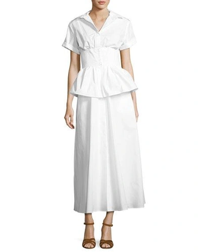 Rosie Assoulin Short-sleeve Poplin Shirtdress, White