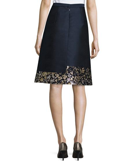 Oscar De La Renta Mixed Floral Patchwork Skirt, Navy/multi | ModeSens