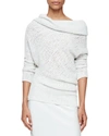 CALVIN KLEIN COLLECTION DRAPED OFF-SHOULDER SWEATER, GRAY
