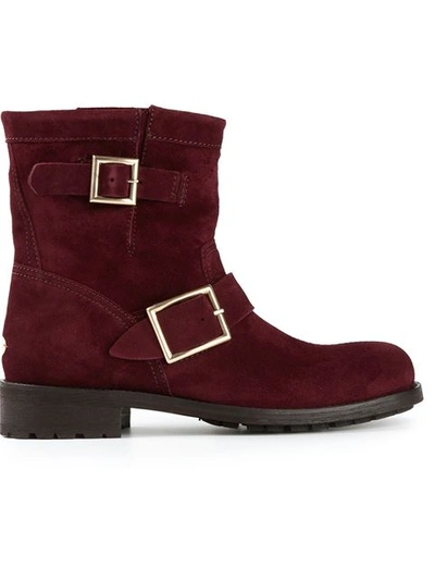 Jimmy Choo 'youth' Suede Buckle Boots In Tourmaline