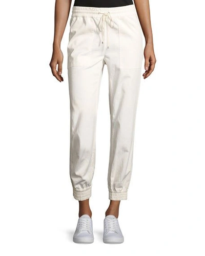 Theory Cortland Relaxed Cotton Jogger Pants, Ivory In White
