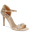 BADGLEY MISCHKA TAMPA ANKLE-STRAP EVENING SANDALS WOMEN'S SHOES