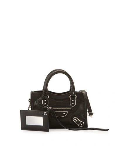 Balenciaga Black Classic Metallic Edge Mini City Bag In Noir