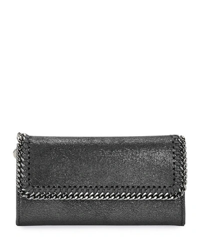 Stella Mccartney Falabella Shiny Dotted Continental Flap Wallet, Gray