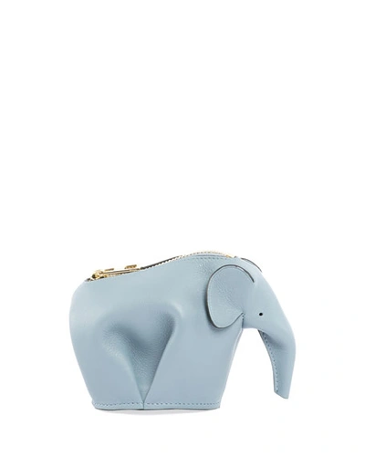 Loewe Leather Elephant Coin Purse In Blue
