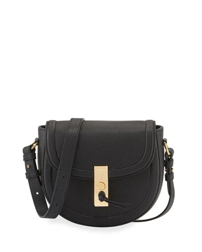 Altuzarra Ghianda Mini Woven Leather Saddle Bag, Black