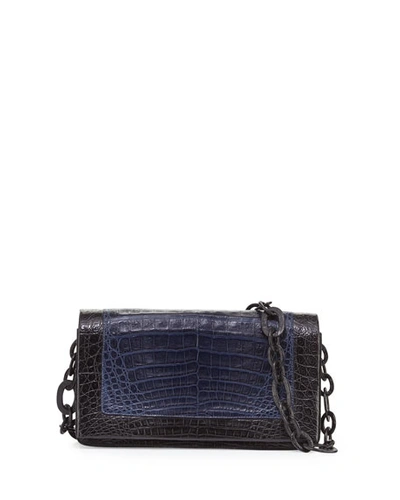 Nancy Gonzalez Medium Colorblock Crocodile Shoulder Bag, Dark Blue