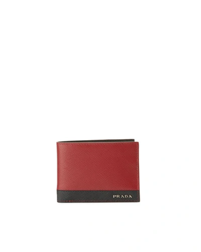 Prada Two-tone Saffiano Wallet, Black/red