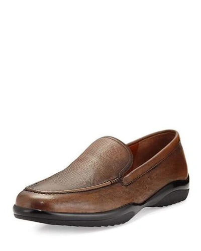 Bally Michigan Textured Leather Loafer, Coffee (brown)