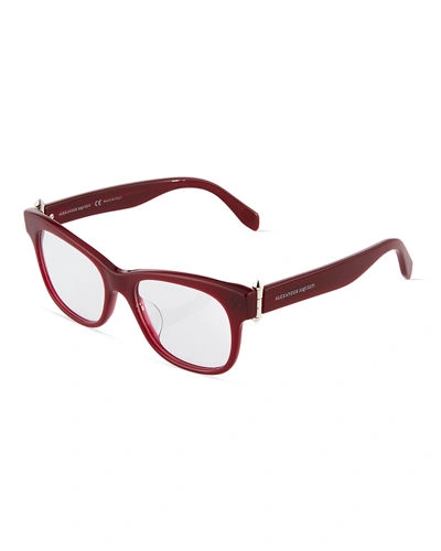 Alexander Mcqueen Square Plastic Eyeglasses In Burgundy