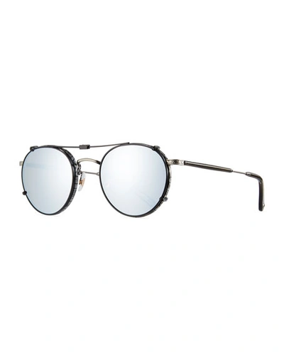 Garrett Leight Wilson Round Sunglasses, Gray/black, Grey/black