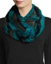 JOCELYN RABBIT FUR INFINITY SCARF, GREEN MULTICOLOR, NAVY MULTI