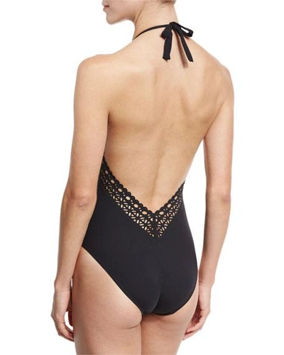 Shop Lise Charmel Ajourage Couture Halter One-piece Swimsuit In Black