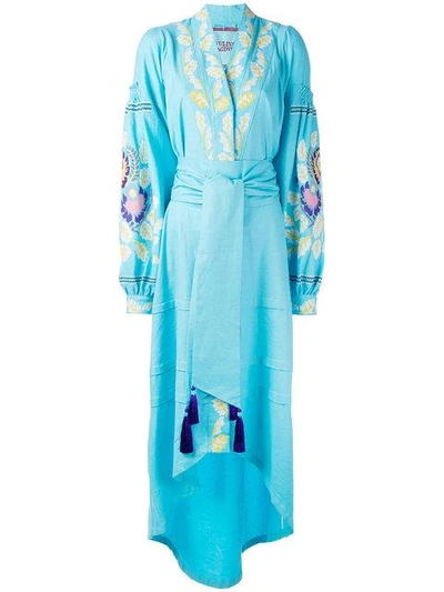 Shop Yuliya Magdych 'eden Tree' Dress In Blue