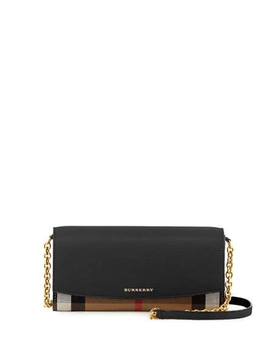 Burberry Henley Check & Leather Wallet-on-chain, Black