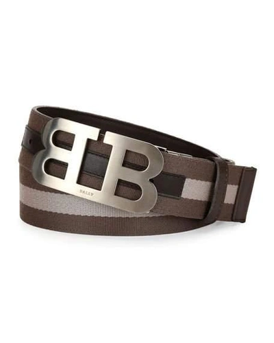 Bally Mirror B Reversible Web-leather Belt, Brown