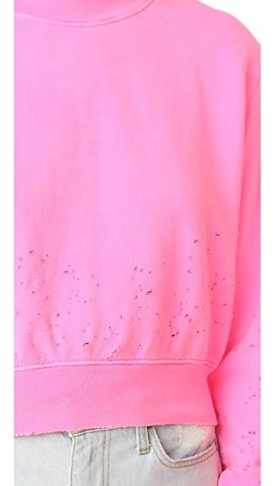 Shop Cotton Citizen Milan Cropped Crew Neck Sweatshirt In Pink Destroyed