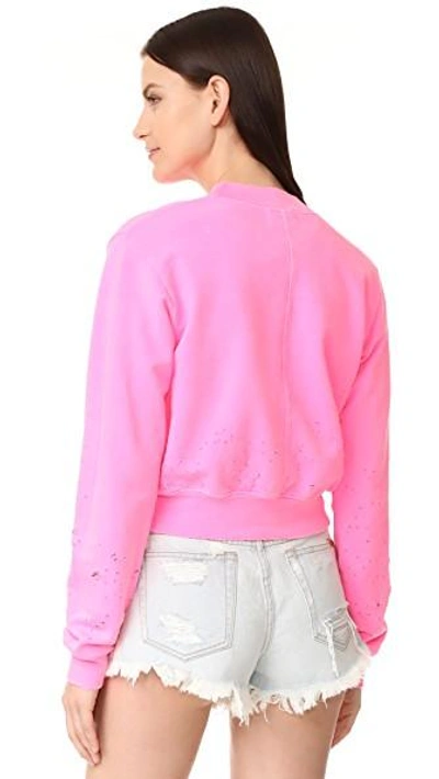 Shop Cotton Citizen Milan Cropped Crew Neck Sweatshirt In Pink Destroyed