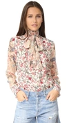 SEE BY CHLOÉ PRINTED PUSSY BOW BLOUSE