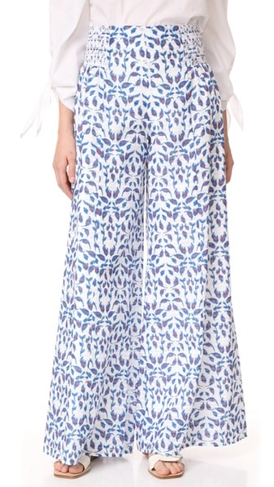 Tanya Taylor Parker Trousers In White/electric Blue