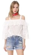 ENDLESS ROSE COLD SHOULDER TOP WITH TIERED SLEEVES