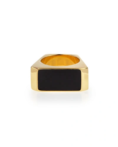 Saint Laurent Black/golden Colorblock Ring In White