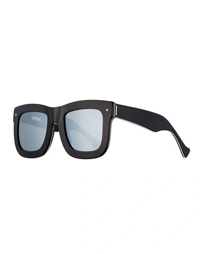 Grey Ant Status Square Mirrored Sunglasses, Brushed Black/white