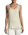 FOUNDRAE LAYERED METALLIC SILK TANK, GOLD/CREAM