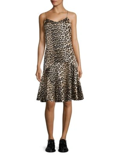 Ganni Dufort Leopard-printed Silk Slip Dress