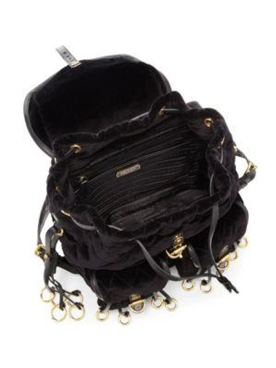 Shop Prada Quilted Velvet Mini Backpack In Nero