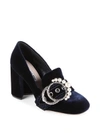 MIU MIU Embellished Velvet Loafer Pumps