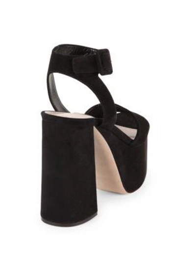 Shop Miu Miu Suede Ankle-strap Platform Sandals In Black