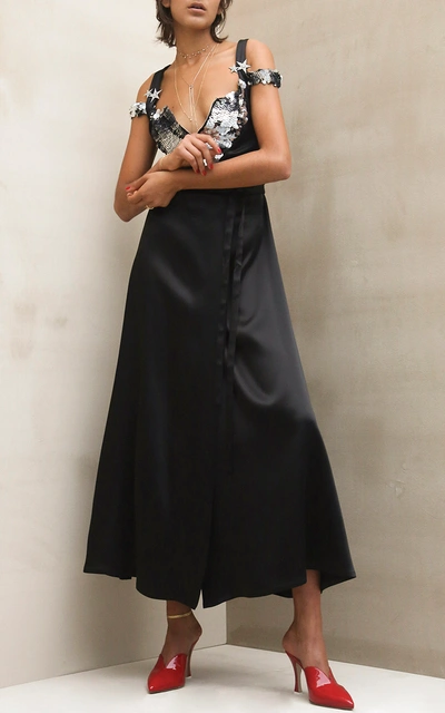 Attico Maria Black Satin Dress