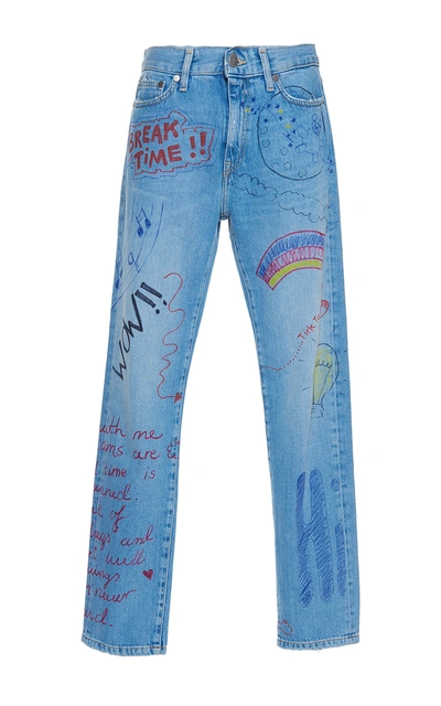Mira Mikati Hand Painted Doodle Jeans