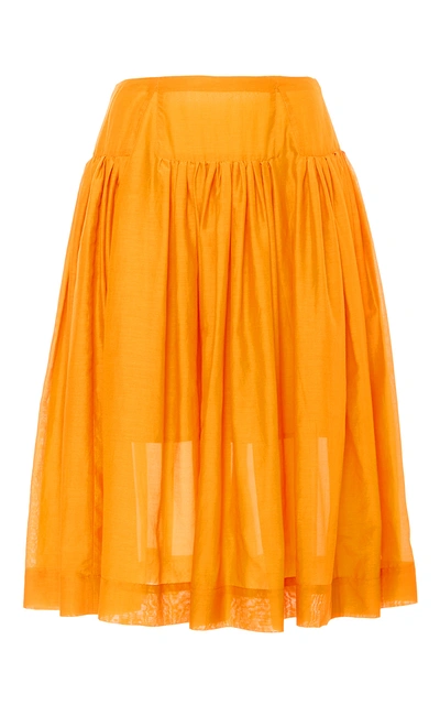 Paule Ka Cotton Silk Blend Full Skirt With Pockets