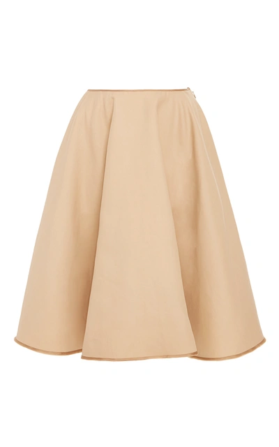 Paule Ka Cotton Flared Skirt With Bronze Trim With Pockets