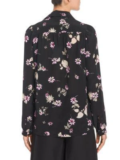 Shop Valentino Flowers Fall Silk Blouse In Black