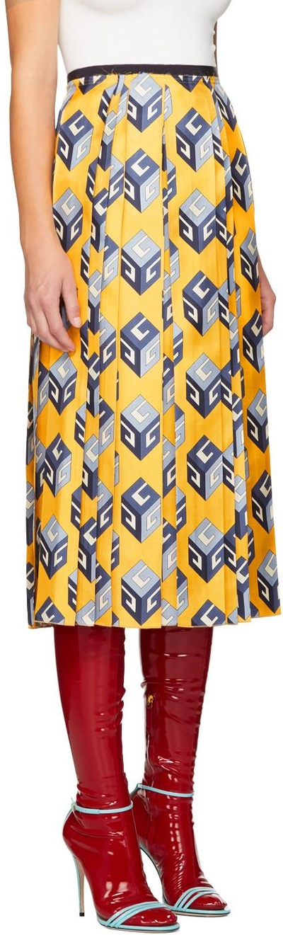 Shop Gucci Yellow Gg Wallpaper Skirt