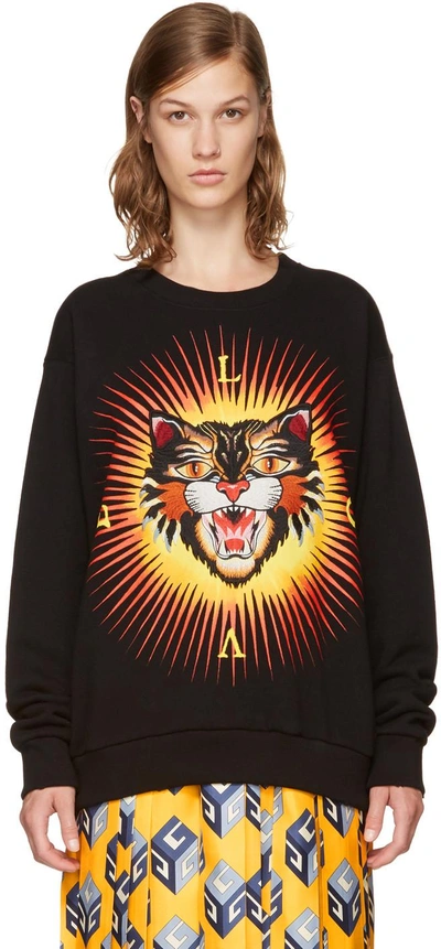 Shop Gucci Black Angry Cat Modern Future Sweatshirt In 1948 Black Multi