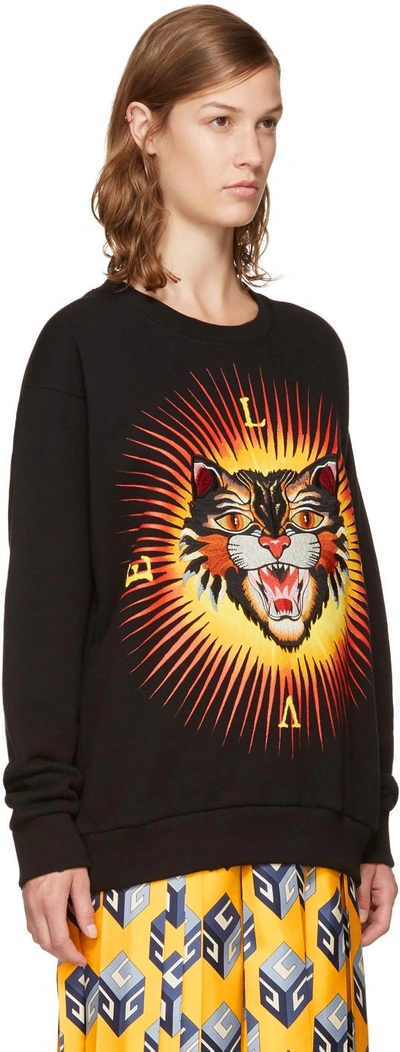 Shop Gucci Black Angry Cat Modern Future Sweatshirt In 1948 Black Multi