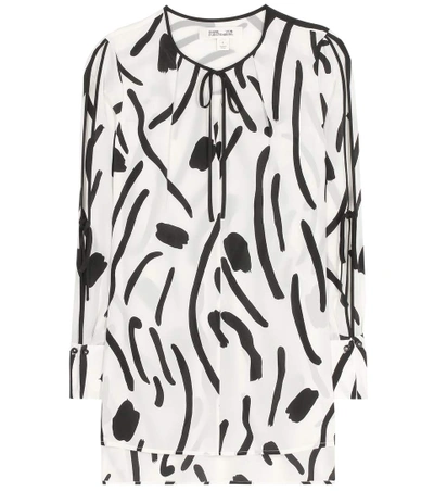 Shop Diane Von Furstenberg Printed Silk Top In White