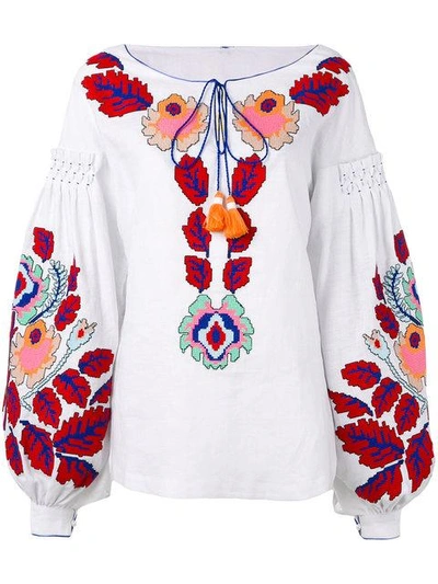 Shop Yuliya Magdych 'eden Tree' Embroidered Blouse In White