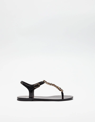 Dolce & Gabbana Sandals In Printed Rubber In Black