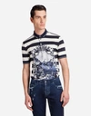 DOLCE & GABBANA POLO IN PRINTED COTTON PIQUE,G8HJ0TFP71FHB581