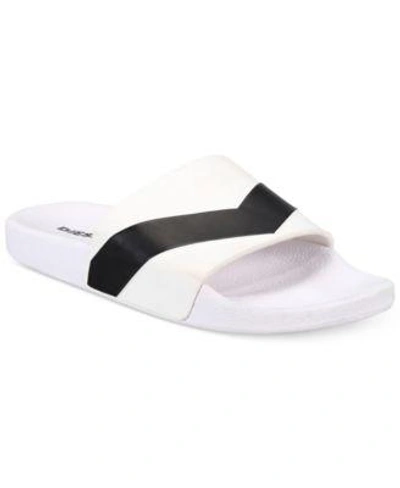 Shop Diesel Men's A-lohaa Sa-maral Slide Sandals Men's Shoes In White/black