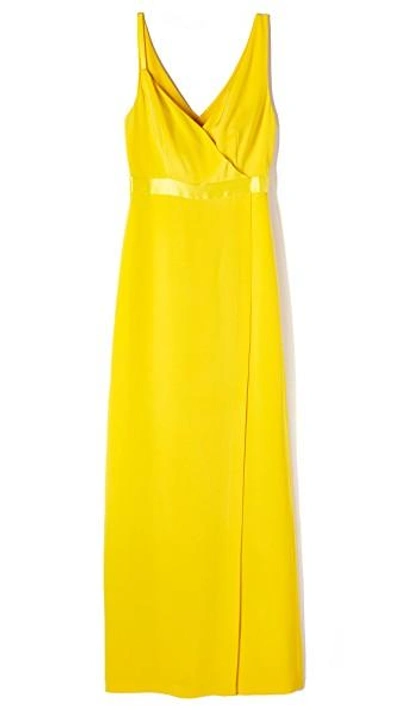 Shop Diane Von Furstenberg Asymmetrical Side Slit Gown In Daffodil
