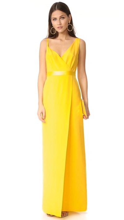 Shop Diane Von Furstenberg Asymmetrical Side Slit Gown In Daffodil